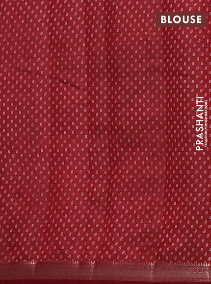 Semi raw silk saree maroon with allover butta prints and zari woven border