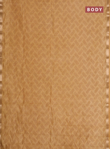 Semi raw silk saree sandal with allover butta prints and zari woven border