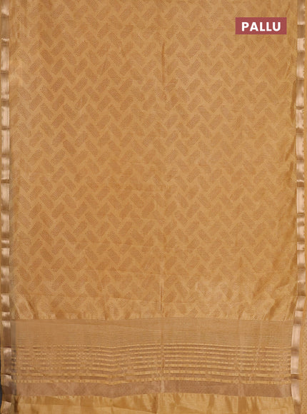 Semi raw silk saree sandal with allover butta prints and zari woven border