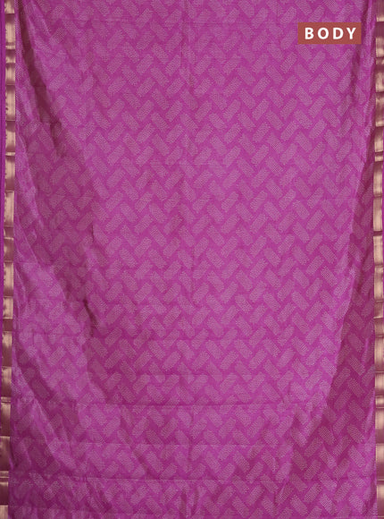 Semi raw silk saree lavender with allover butta prints and zari woven border