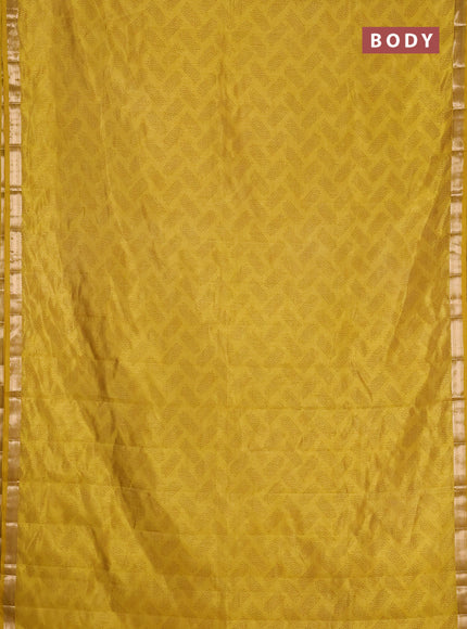 Semi raw silk saree lime green with allover butta prints and zari woven border