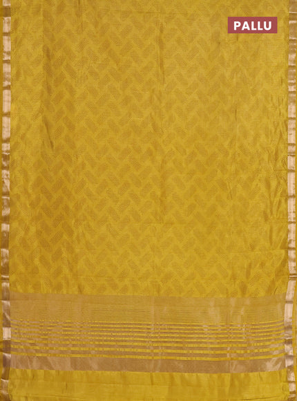 Semi raw silk saree lime green with allover butta prints and zari woven border