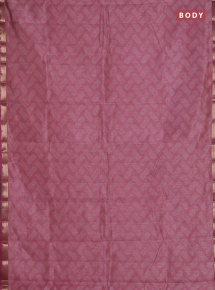 Semi raw silk saree mauve pink with allover butta prints and zari woven border