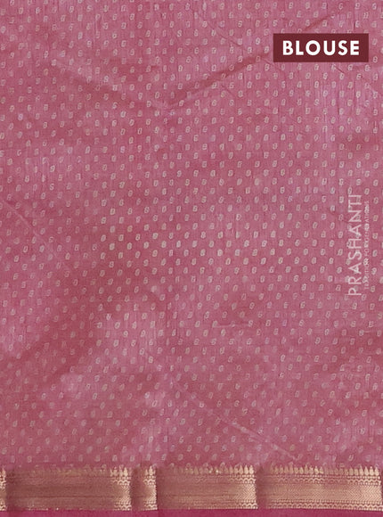 Semi raw silk saree mauve pink with allover butta prints and zari woven border