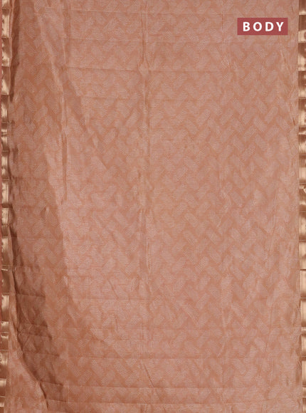 Semi raw silk saree pastel peach with allover butta prints and zari woven border