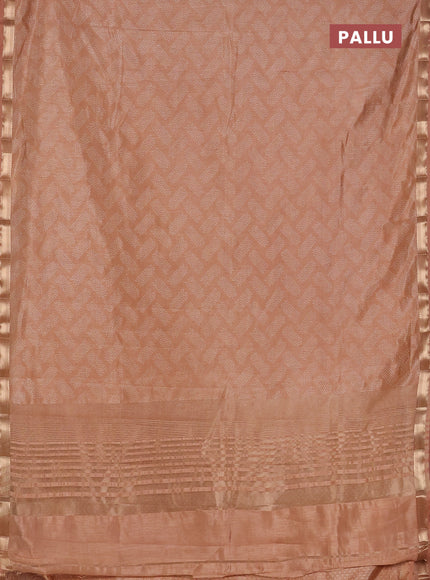 Semi raw silk saree pastel peach with allover butta prints and zari woven border