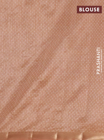 Semi raw silk saree pastel peach with allover butta prints and zari woven border