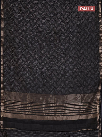 Semi raw silk saree black with allover butta prints and zari woven border