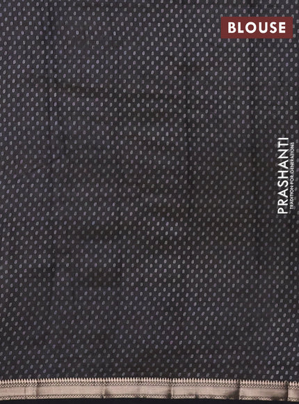 Semi raw silk saree black with allover butta prints and zari woven border