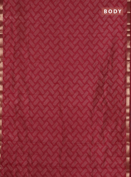 Semi raw silk saree maroon with allover butta prints and zari woven border