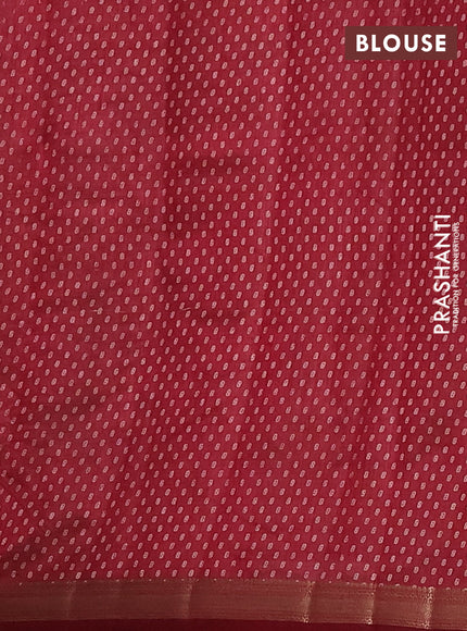 Semi raw silk saree maroon with allover butta prints and zari woven border