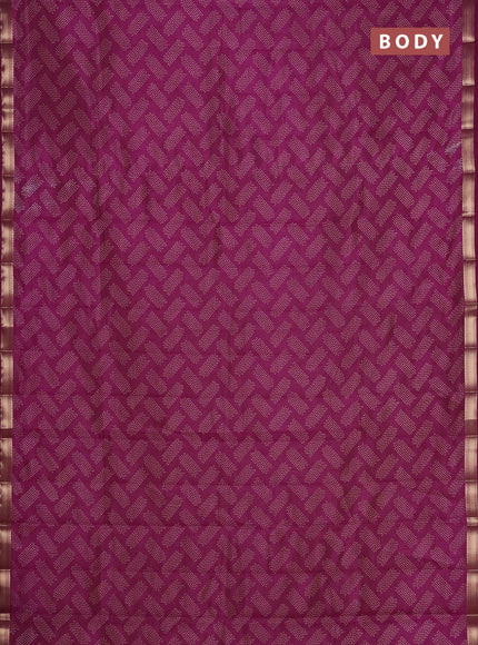 Semi raw silk saree deep purple with allover butta prints and zari woven border