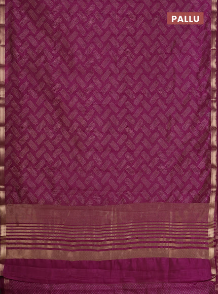 Semi raw silk saree deep purple with allover butta prints and zari woven border
