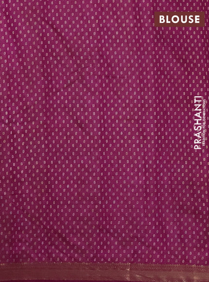 Semi raw silk saree deep purple with allover butta prints and zari woven border