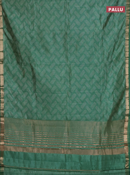 Semi raw silk saree green shade with allover butta prints and zari woven border