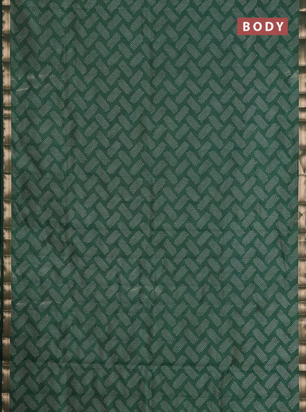 Semi raw silk saree bottle green with allover butta prints and zari woven border