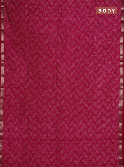 Semi raw silk saree dark pink with allover butta prints and zari woven border