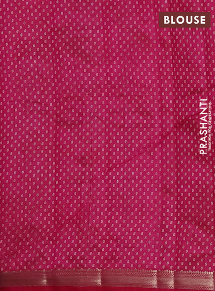 Semi raw silk saree dark pink with allover butta prints and zari woven border