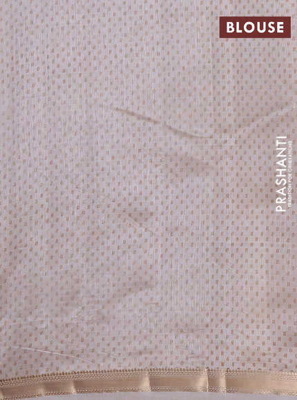Semi raw silk saree cream with allover butta prints and zari woven border