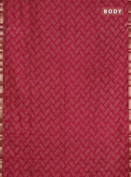 Semi raw silk saree maroon with allover butta prints and zari woven border
