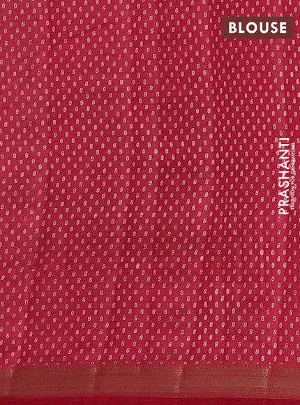 Semi raw silk saree maroon with allover butta prints and zari woven border