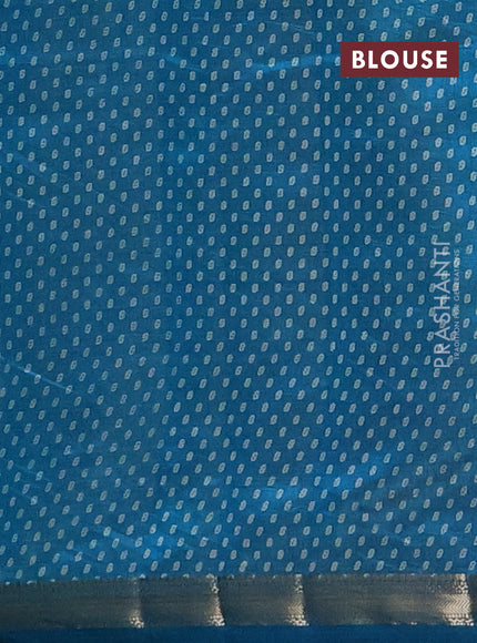 Semi raw silk saree cs blue with allover butta prints and zari woven border