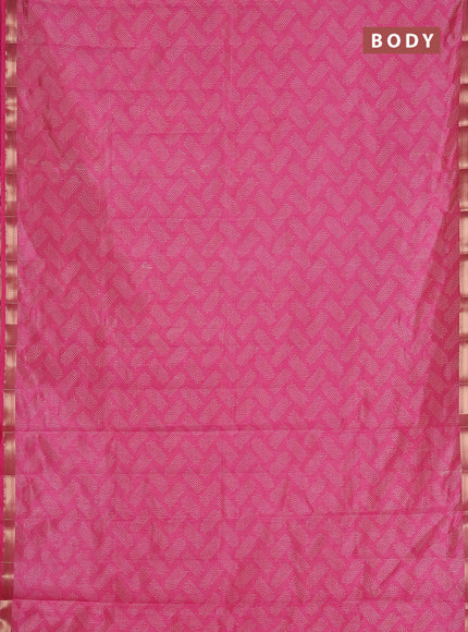 Semi raw silk saree pink with allover butta prints and zari woven border