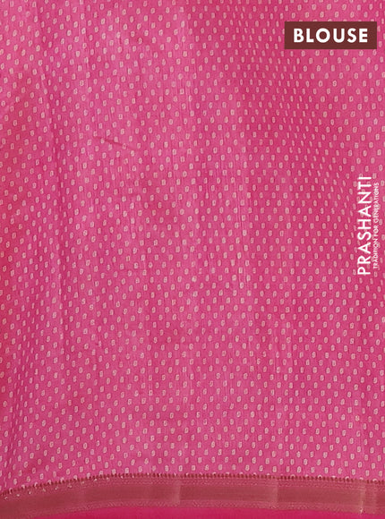 Semi raw silk saree pink with allover butta prints and zari woven border