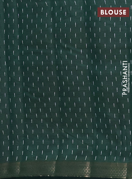 Semi raw silk saree bottle green with allover geometric prints and zari woven border