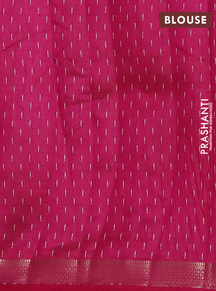 Semi raw silk saree dark pink with allover geometric prints and zari woven border