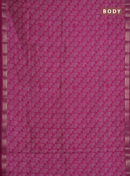 Semi raw silk saree pink with allover geometric prints and zari woven border