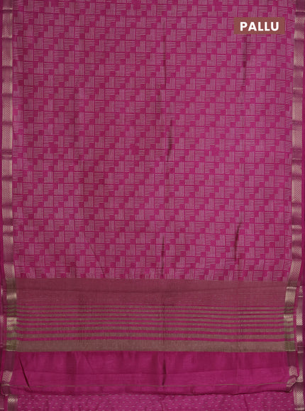 Semi raw silk saree pink with allover geometric prints and zari woven border