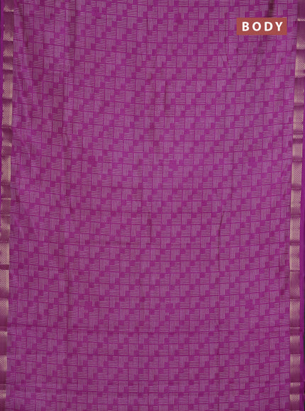 Semi raw silk saree lavender with allover geometric prints and zari woven border