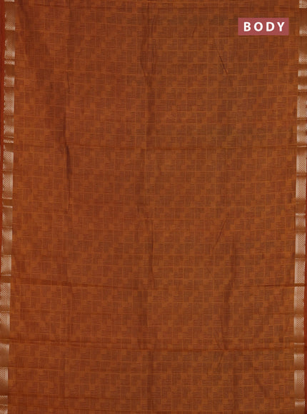 Semi raw silk saree mustard yellow with allover geometric prints and zari woven border
