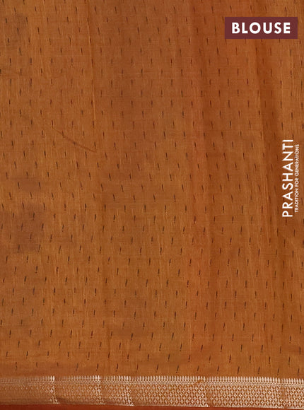 Semi raw silk saree mustard yellow with allover geometric prints and zari woven border