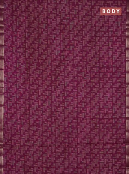 Semi raw silk saree deep purple with allover geometric prints and zari woven border