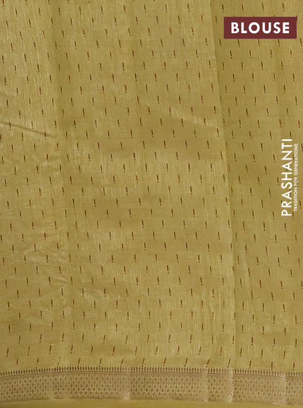 Semi raw silk saree mustard shade with allover geometric prints and zari woven border