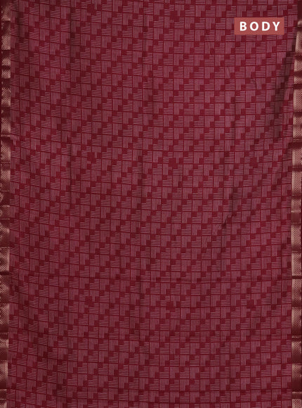 Semi raw silk saree deep maroon with allover geometric prints and zari woven border
