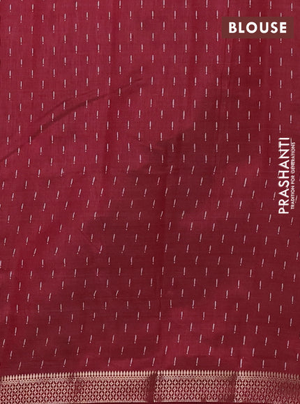Semi raw silk saree deep maroon with allover geometric prints and zari woven border