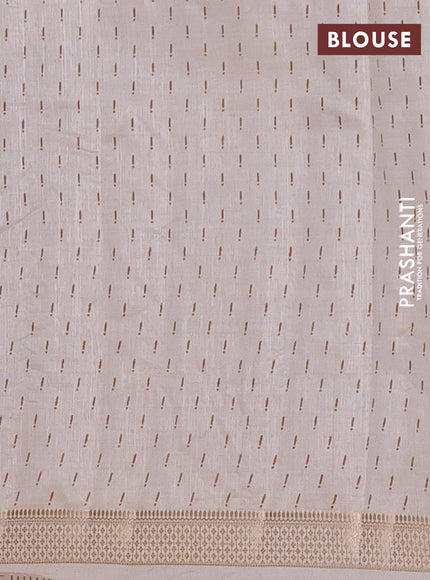 Semi raw silk saree cream with allover geometric prints and zari woven border