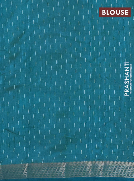 Semi raw silk saree cs blue with allover geometric prints and zari woven border
