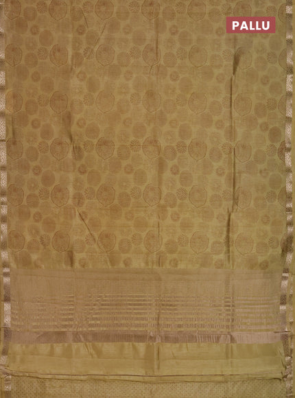 Semi raw silk saree mustard shade with allover geometric prints and zari woven border