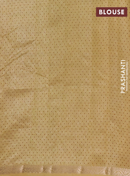 Semi raw silk saree mustard shade with allover geometric prints and zari woven border