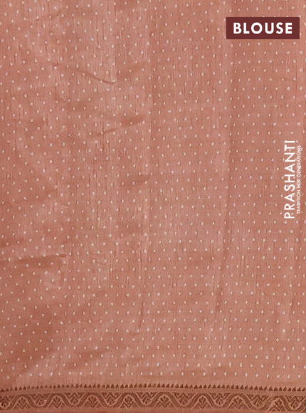 Semi raw silk saree pastel peach with allover geometric prints and zari woven border