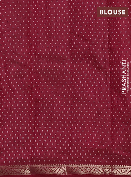 Semi raw silk saree deep maroon with allover geometric prints and zari woven border