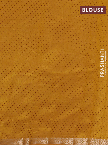 Semi raw silk saree mustard yellow with allover geometric prints and zari woven border