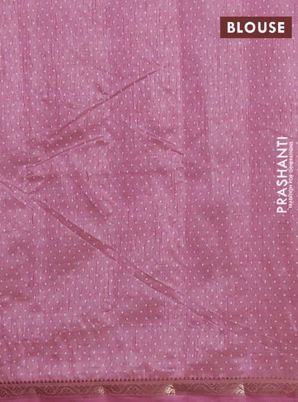 Semi raw silk saree mauve pink with allover geometric prints and zari woven border
