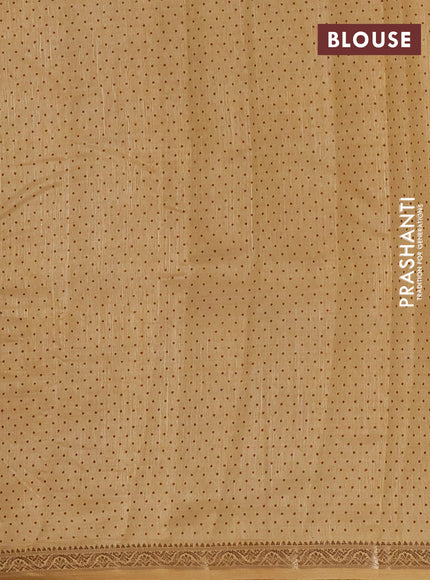 Semi raw silk saree sandal with allover geometric prints and zari woven border