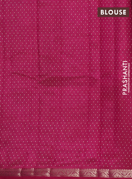 Semi raw silk saree dark pink with allover geometric prints and zari woven border