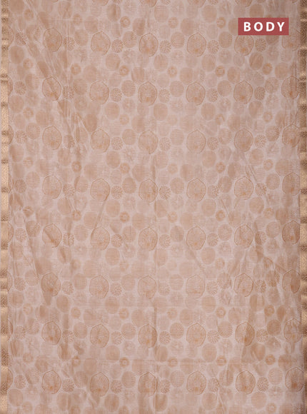 Semi raw silk saree cream with allover geometric prints and zari woven border